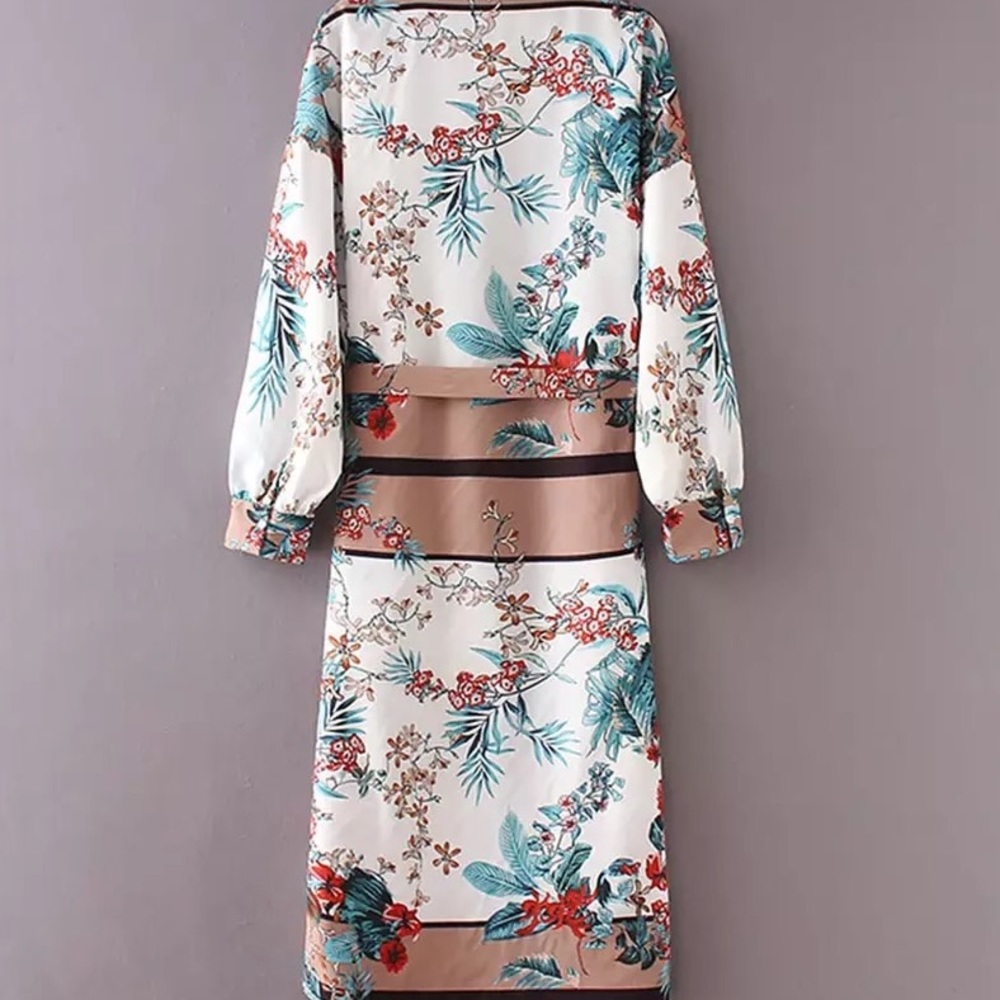 Belted Kimono Floral Cardigan - Picture 2 of 4
